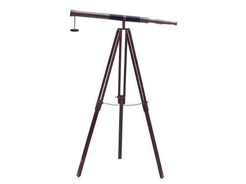 Antiguo telescopio náutico de latón de pie con soporte de trípode de madera 60 pulgadas - Imagen 3 de 3
