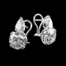 3 Ct Pear Cut Lab Created Diamond Stud Solitaire Earrings 14k White Gold Finish