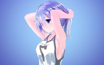 Anime Girls Gradient Purple Background Simple  Gaming Mat Desk 47615