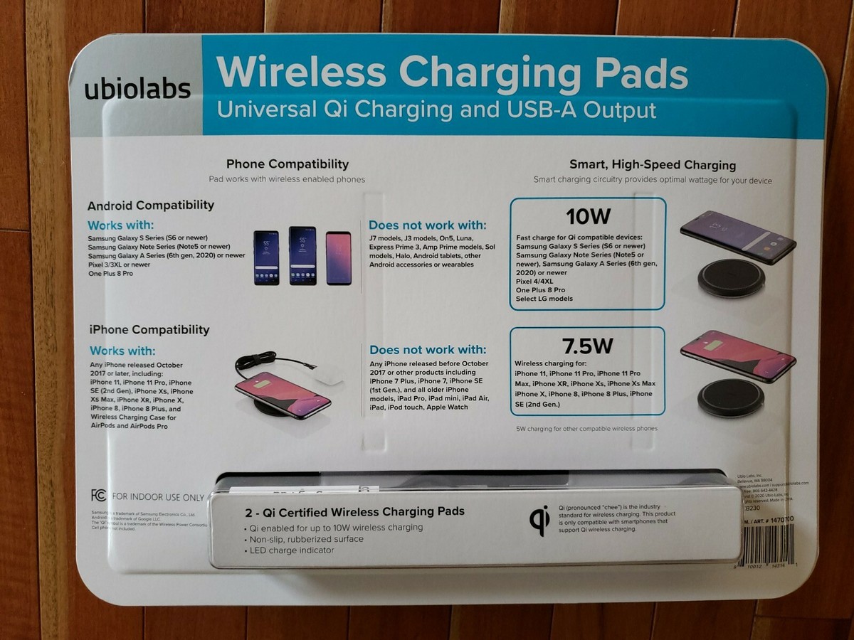 Ubio Labs Wireless Charging Pad for Mobile Phones, 2-pack