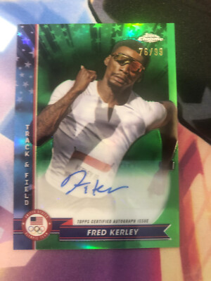 2024 Topps Chrome US Olympic Fred Kerley Auto Green Refractor /99