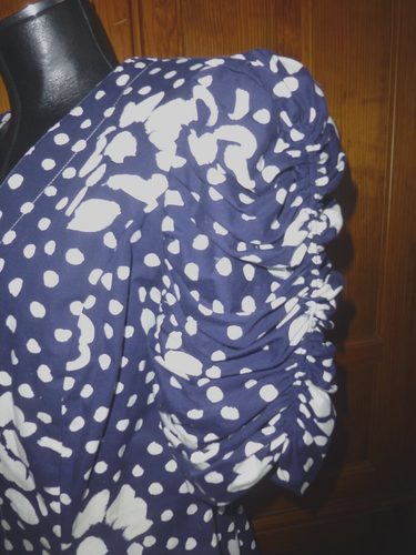 Vtg 80s R&K Originals Navy Polka Dot Floral dress Peplum Jacket Skirt SUIT sz 12 - Picture 4 of 10