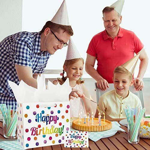 13" Large Happy Birthday Gift Bag with Card and Tissue Papers for Kids with - Picture 5 of 6