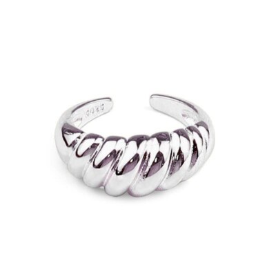925 Silber Kuppel französischer Croissant offener Bandring, Vorsteckring, klobige Ringe