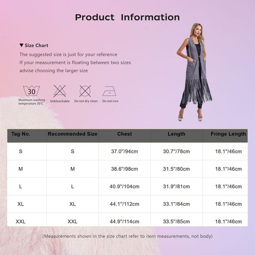 Women Fringe Vests Western Cowgirl Hippie Hollow Out Tassels Cardigan Costume - Picture 123 of 171