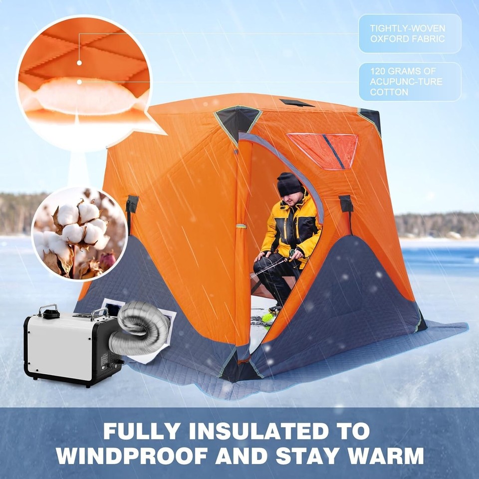 Ice Fishing Shelter 34 Person, Portable Insulated Ice Fishing Tent