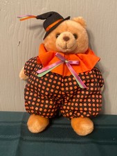 10" Russ Berrie Boo Bear Halloween Polka Dot Dress Witch Plush