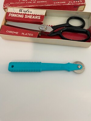 Vtg Wales PINKING SHEARS Scissors Chrome Plated 7