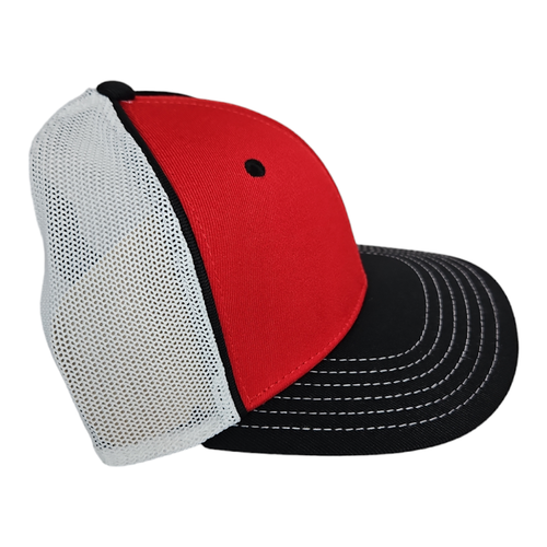 Pro Flex Herren Medium/Large Baseballmütze von OC Sports, rot, schwarz, weiß Netzmütze - Bild 2 von 5