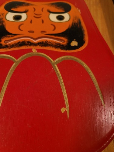 Original Oil On Board Kanban Japanese Wooden Store Sign Daruma Advertising Art - Picture 10 of 11