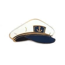 Captain's Hat Enamel Lapel Pin | Fitted Hat Pin | Sail Boat Ocean Pirate