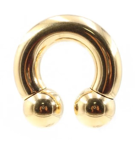 12g-00g GOLD Heavy Gauge Horseshoe Ring Bar Big Ear Weight CBB Prince Albert PA - Picture 6 of 7