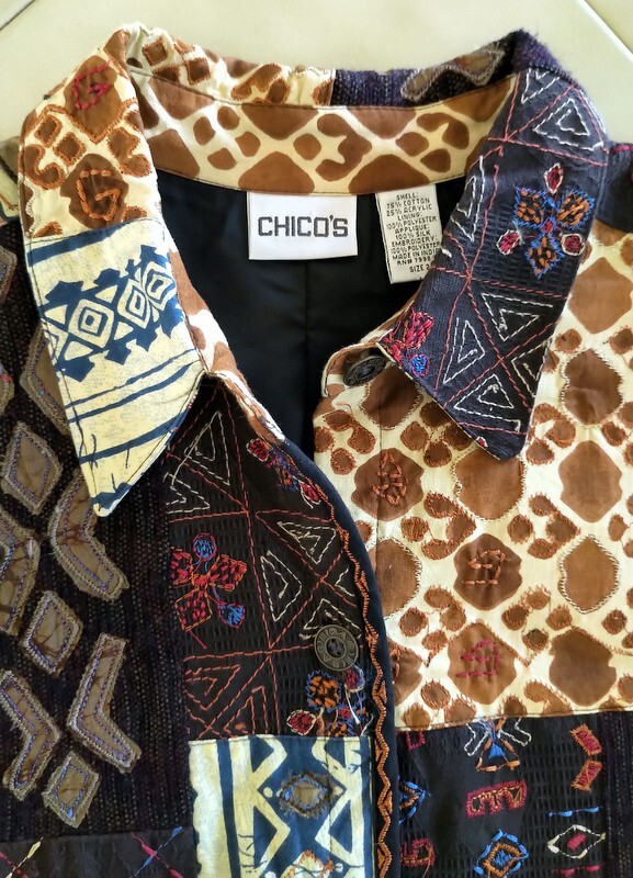CHICO'S Textured African Patchwork Lined Cotton B… - image 4