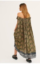 Free People womens size M Sweet Soul Maxi Long Dress Floral Printed Off Shoulder