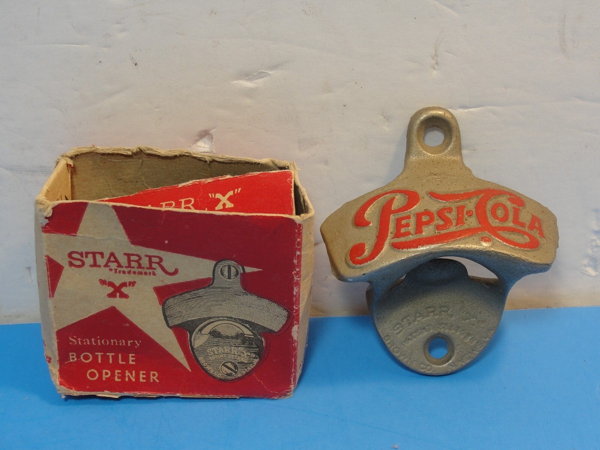 Rare NOS Vintage Pepsi Cola Wall Mount Bottle Opener Starr X