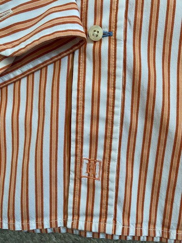 GORGEOUS HACKETT ORANGE BOLD STRIPE LONG SLEEVE FINEST SHIRT L LARGE - Picture 5 of 6