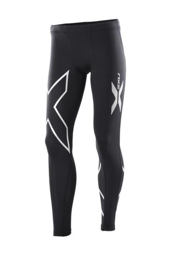 2XU Youth Boys Compression Long Tights - Black / Silver Logo - Picture 2 of 5