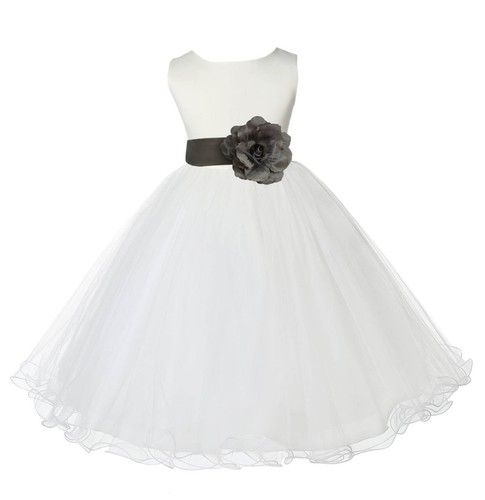 IVORY PEACH BLUE RED MINT CADBURY BLACK YELLOW ORANGE PURPLE FLOWER GIRL DRESS - Picture 20 of 44