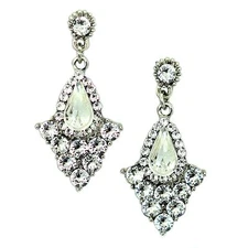 Kristin Perry Art Deco Pendant Drop Bridal Earrings Made with Swarovski Crystals