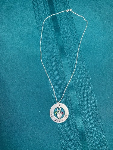 Sterling Silver 925 'NANA' Pendant w/Heart Shape Rhinestone & Sterling Necklace - 第 3/19 張圖片