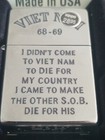 VIET NAM ZIPPO LIGHTER VIETNAM 68-69 UNSTRUCK I CAME TO MAKE OTHER S.O.B. DIE — photo 3