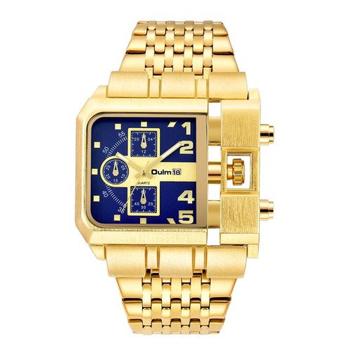 OULM Men's Gold Stainless Steel Watch Calendar Function with Decorative Subdials - Picture 14 of 16