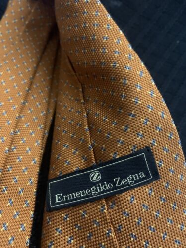 Ermenegildo Zegna Orange Jacquard Geometric Silk Tie Italy X excellent Conditio - Picture 2 of 7
