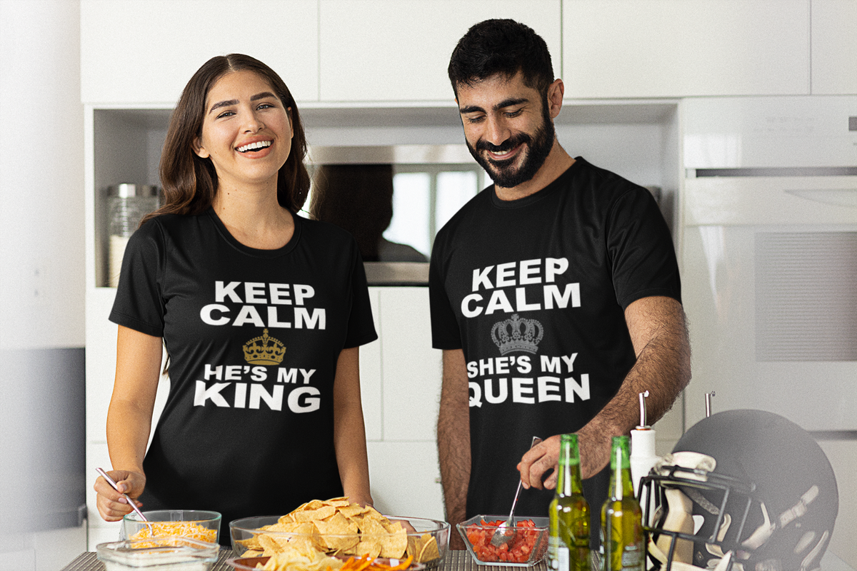Keep Calm He is My King She is My Queen Couple TSHIRT Best Matching Couple  TEE