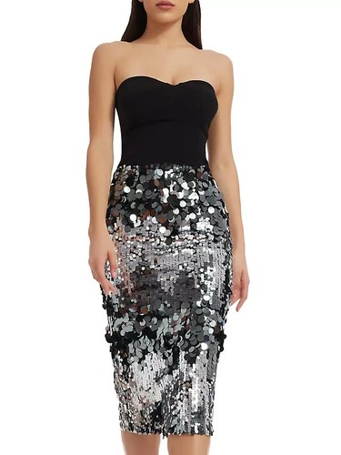 Neues Kleid The Population Trägerkleid mit großen Pailletten, Größe: Large