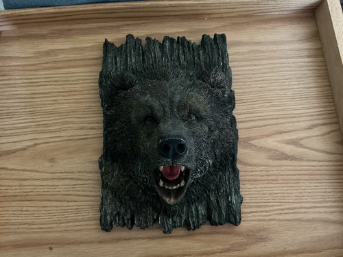 Placa de pared realista con cabeza de oso negro feroz 3D rústico albergue decoración de montaña - Imagen 1 de 5