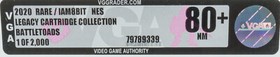 Nintendo NES *Battletoads* SEALED/ NEW/ NEU VGA 80+ Near Mint IAM8BIT 1 of 2000