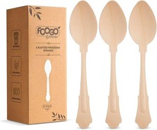FOOGO Green Disposable Wooden Cutlery Set Eco Friendly Biodegradable Spoons 20CM