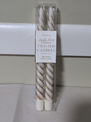 Paddywax ''Metallica Ivory''Tapered 10'' Twisted Candles Two Count Pack! NEW!