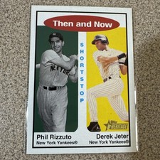 Derek Jeter Phil Rizzuto 2001 Topps Heritage Then and Now #TN4 New York Yankees