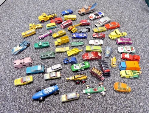 x50 Vintage Corgi Matchbox Job Lot Diecast Plastic Cars Trucks Vehicles Dinky