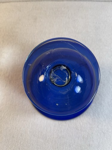Small Handblown Cobalt Blue Glass Compote Bowl/ Candle Holder - Picture 4 of 7