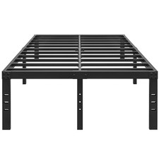 18 Inch Metal Full Size Bed Frame - Black Basic Steel Slats Platform, Easy As...