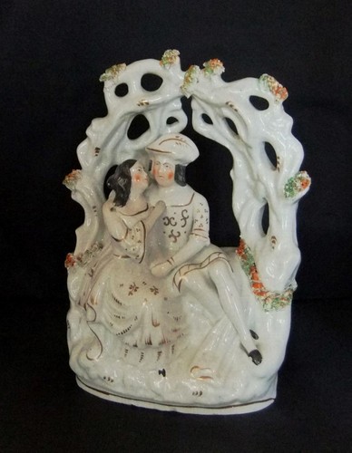 C.19th Staffordshire Flatback: Lovers in a Bower: 26 cm high - Picture 5 of 10