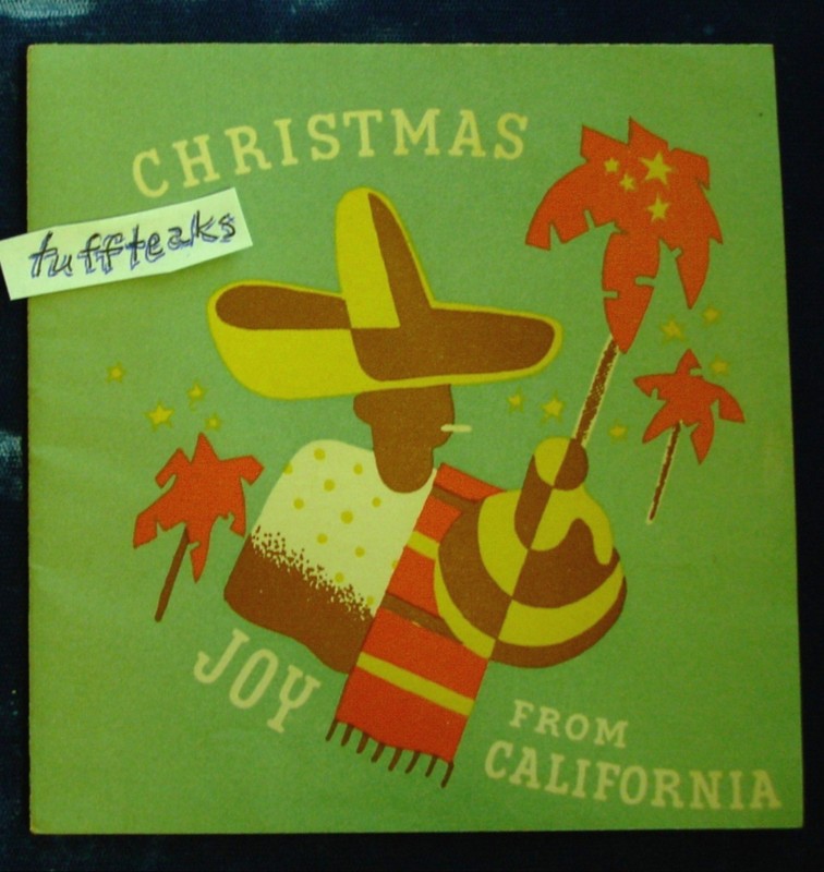 CHRISTMAS JOY FROM CALIFORNIA 30s Art Deco Xmas Card I send you a gay poinsettia