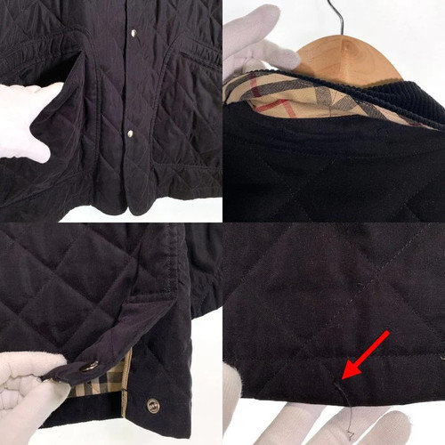 BURBERRY LONDON Quilted Jacket Black Snap Button Collar Corduroy Lined Nova Used - Picture 8 of 10