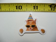 FUNNY CAT KITTEN SMALL STICKER DECAL PARTY TIME PET FELINE FUNNY