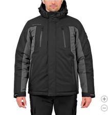 Spyder Mens Jacket Black 2-in-1 Systems Detachable Hood Full-Zip Pockets