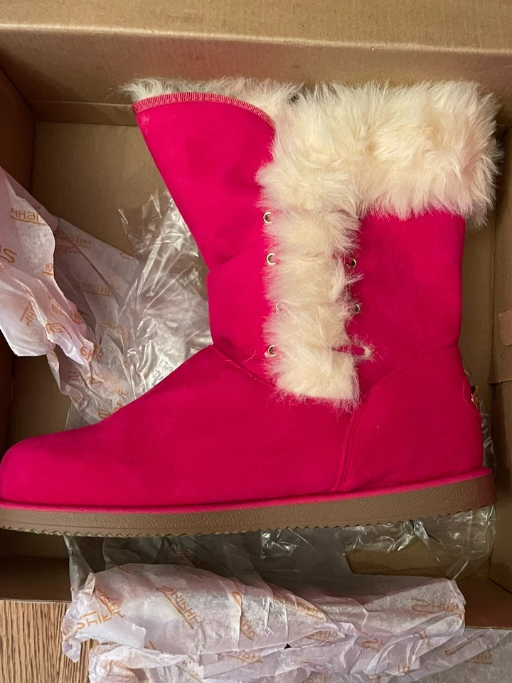 Botas de gamuza de piel urbana Shiekh fucsia talla 12 para mujer invierno acogedoras elegantes NUEVAS Foto 3 de 4