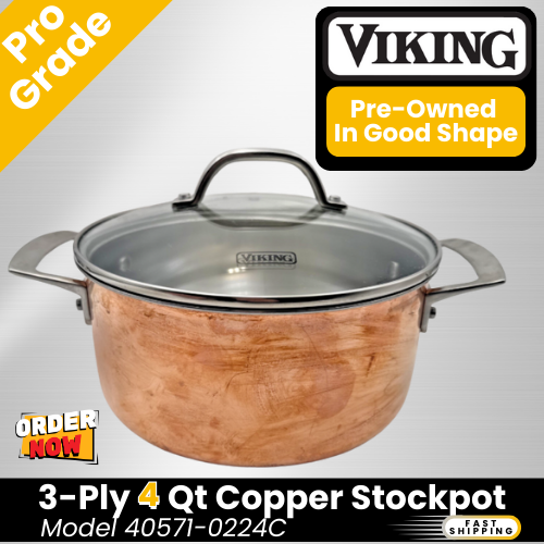 Viking Pro-Grade 4 Quart 3-lagig Kupfer plattiert Suppentopf Edelstahl innen + Glasdeckel - Bild 1 von 23
