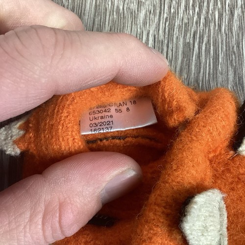 Garnet Hill Boiled Wool Made In Poland Fox Slippers Baby Infant Sz 12-18 Months - Picture 9 of 9