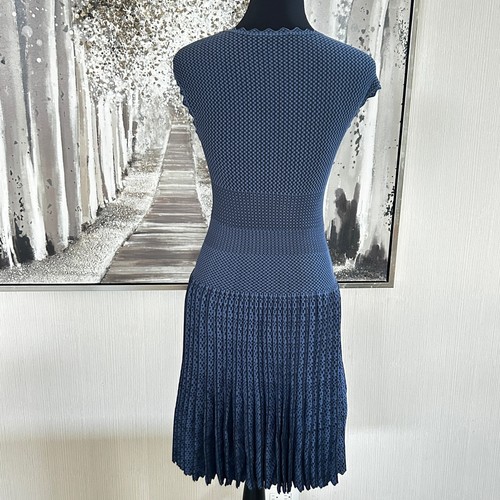 Emporio Armani Double Jacquard Check Blue Black Knit Dress - 42 EUR & 6 US (M) - Picture 7 of 8