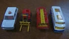 Lot of 4 Vintage Lesney Matchbox Blaze Buster Police Patrol Airport Coach Fork