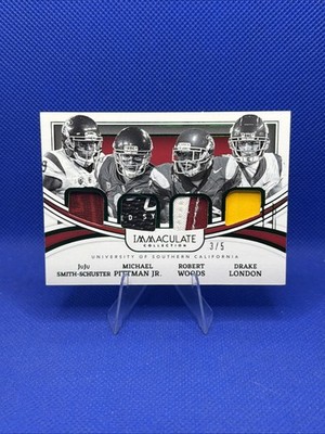 2022 Immaculate USC Game Worn Quad Patch 4/5 JuJu, Woods, Pittman Jr., London