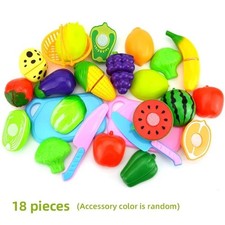 Pretend Play Food Set,Kitchen Cutting Toys,BPA Free Plastic Fruits 18 PCs