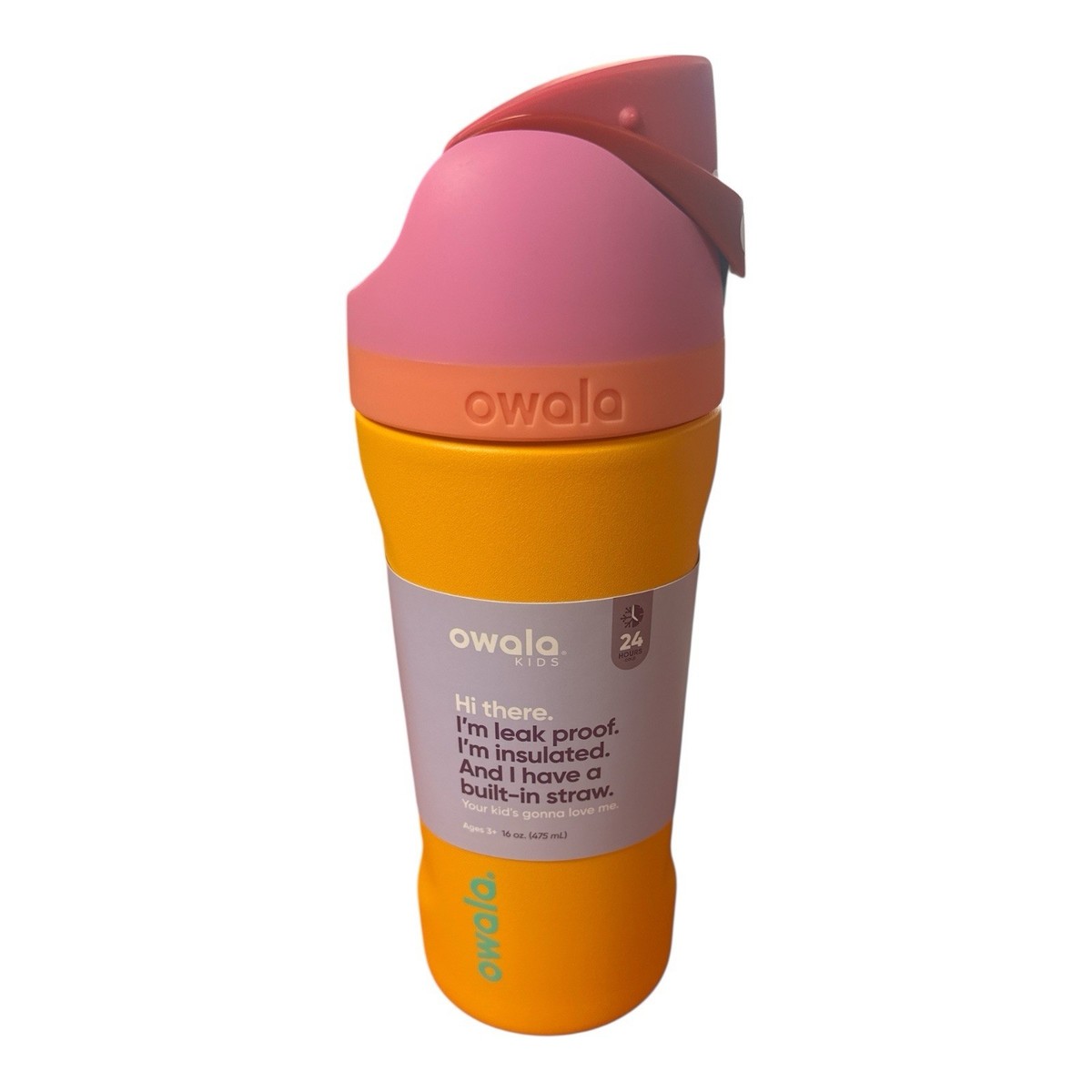 OWALA 16oz チェック柄【オレンジ】 Owala FreeSip 16oz Stainless Steel Water Bottle - Tropical